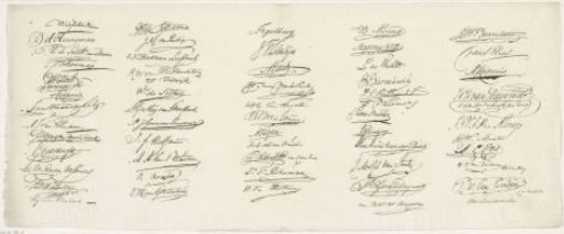 Sheet with signatures of the members of the Assembly of the Notables, 1814