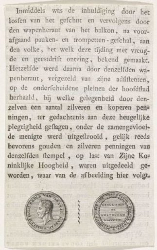 Scatter medal for the inauguration of Willem Frederik, Prince of Orange, as Sovereign Prince, 1814