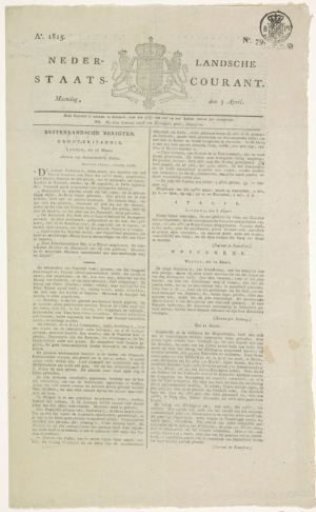 Nederlandsche Staatscourant. Year 1815 No. 79. Monday, 3 April