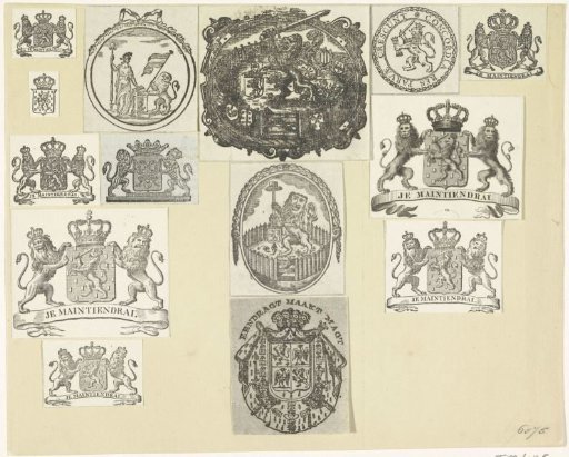 Sheet with Cut-out Dutch Coats of Arms