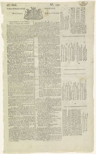 's Gravenhaagsche Courant of 4 September 1816