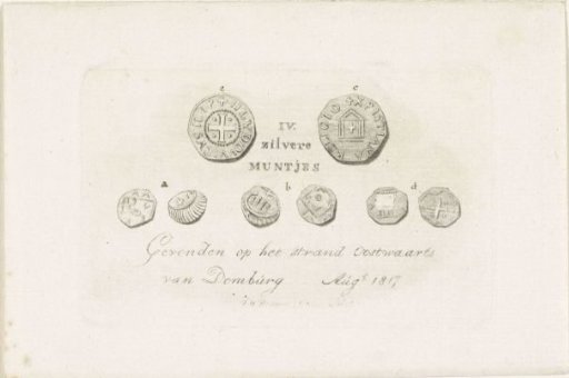 Silver coins found on the beach at Domburg, 1817