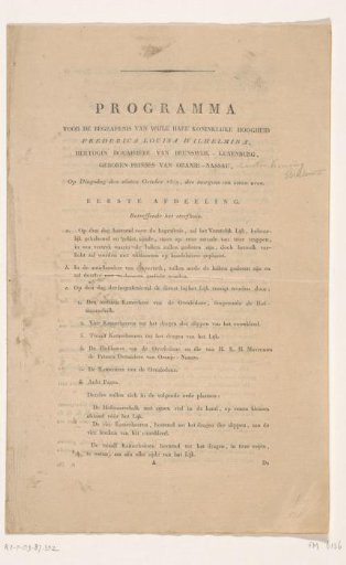 Program of the funeral ceremony of Princess Louise of Orange-Nassau, 1819