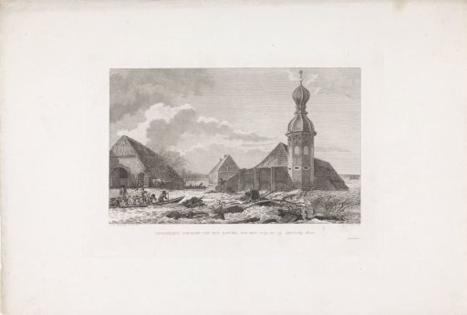 Castle of Ooy threatened by water, 1820