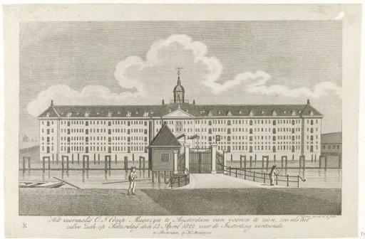 Gezicht op het Oost-Indisch Zeemagazijn te Amsterdam vóór de instorting, 1822