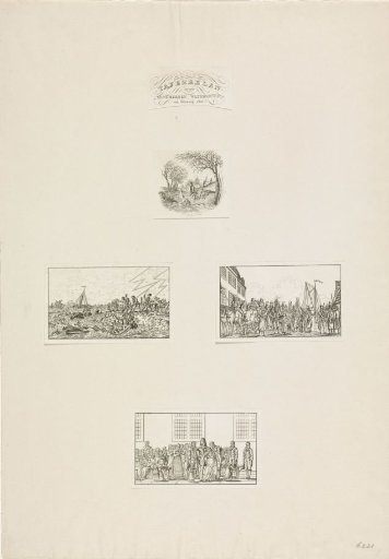 Sheet with four scenes of the flood of 1825