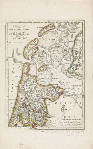Map of the area in North Holland affected by the floods of 1825