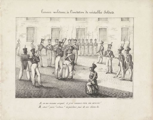 Satirical Print on the Military Exercises of the Belgian Civic Guard, 1827-1828