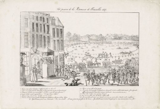 Satirical print on the festivities at the Brussels fair, 1827