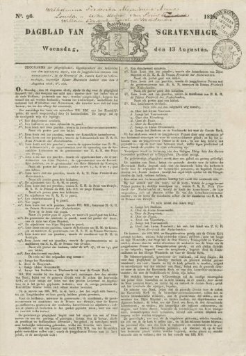 Daily newspaper of 's Gravenhage, 13 August 1828
