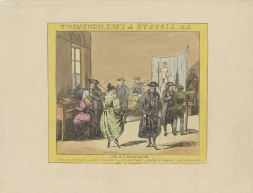 Satirical print on freedom of education, 1828