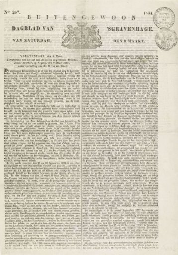 Buitengewoon Dagblad of The Hague regarding the trial of Constant Polari, 1834