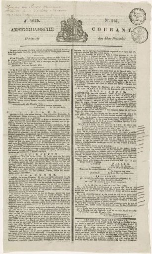 Amsterdamsche Courant of 5 November 1829