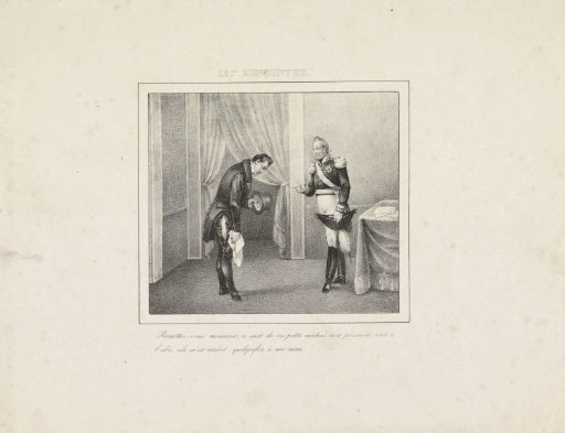 King William I reassures a man with torn trousers, 1829