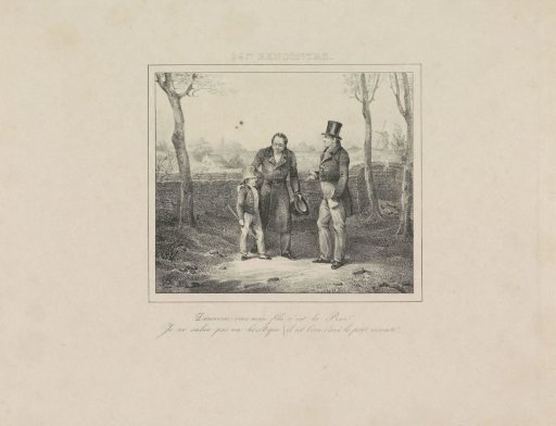 A child refuses to remove his hat for King William I, 1829