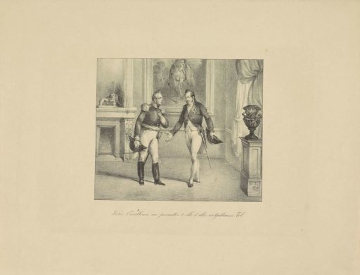 King William I asks his master of ceremonies for permission to go see William Tell, 1829