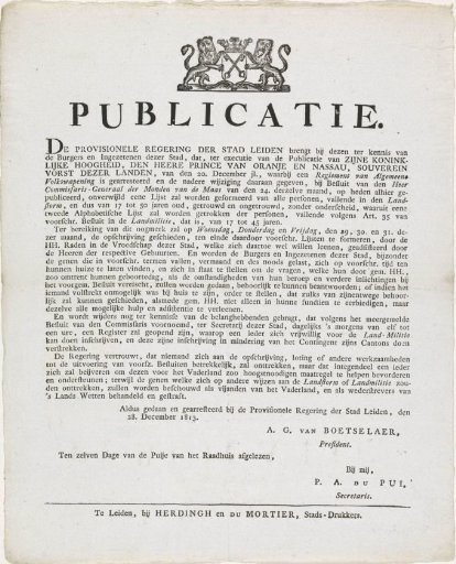 Publication regarding enrollment in the Land Militia, 1813