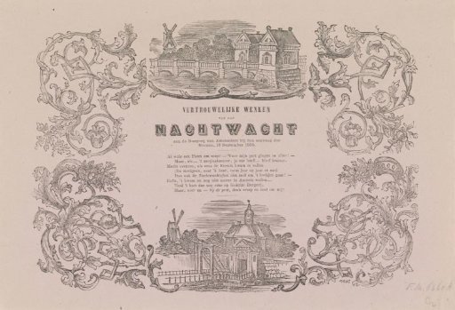 Kermis print of the Amsterdam Nachtwacht for the year 1858