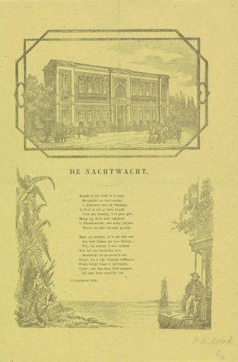 Kermis print of the Amsterdam Nachtwacht for the year 1864
