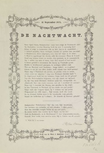 Kermis print of the Amsterdam Nachtwacht for the year 1871