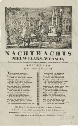 New Year's greeting of the Amsterdam Nachtwacht for the year 1833