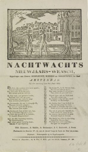 New Year's greeting of the Amsterdam Nachtwacht for the year 1835