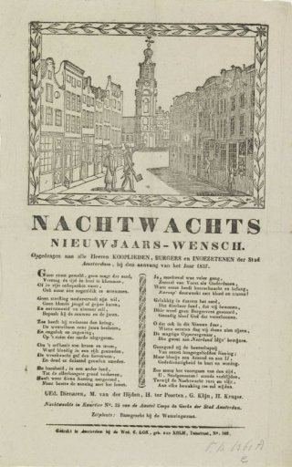 New Year's greeting of the Amsterdam Nachtwacht for the year 1837