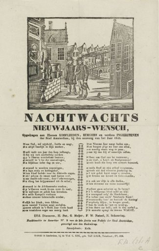 New Year's greeting of the Amsterdam Nachtwacht for the year 1845