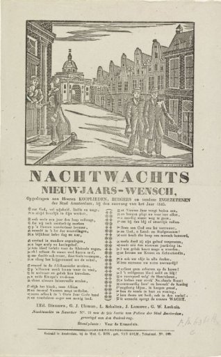 New Year's greeting of the Amsterdam Nachtwacht for the year 1845