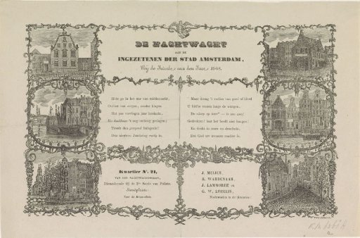 New Year's greeting of the Amsterdam Nachtwacht for the year 1848