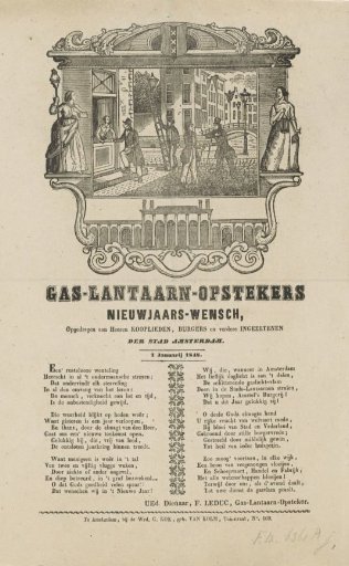 New Year's greeting of the Amsterdam gas lamp lighters for the year 1848