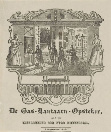 Kermis print of the Amsterdam gas lamp lighters for the year 1849