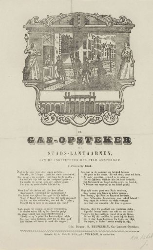 New Year's greeting of the Amsterdam gas lamp lighters for the year 1854