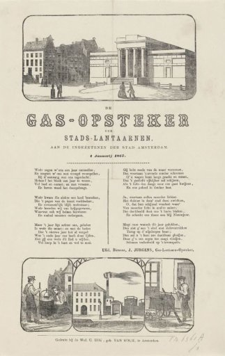 New Year's greeting of the Amsterdam gas lamp lighters for the year 1867