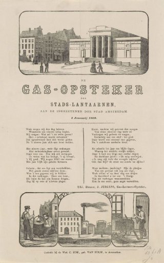 New Year's greeting of the Amsterdam gas lamp lighters for the year 1869