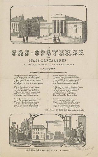 New Year's greeting of the Amsterdam gas lamp lighters for the year 1870
