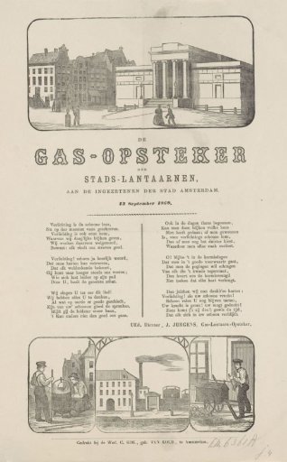 Kermis print of the Amsterdam gas lamp lighters for the year 1869