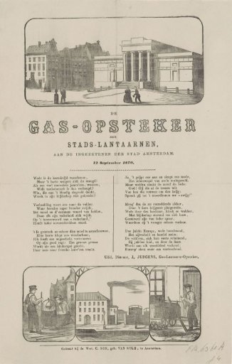 Kermis print of the Amsterdam gas lamp lighters for the year 1870