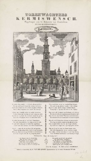 Kermis print of the tower watchmen of the Oude Kerk in Amsterdam, ca. 1840-1870