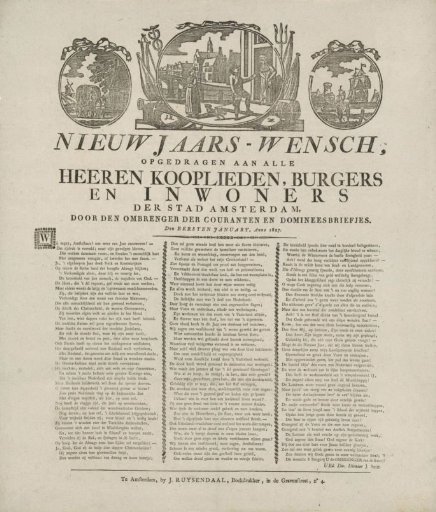 New Year's greeting from the Amsterdam newspaper carriers for the year 1827