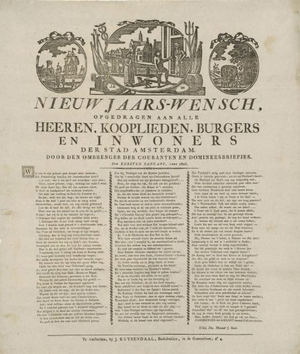 New Year's greeting from the Amsterdam newspaper carriers for the year 1828