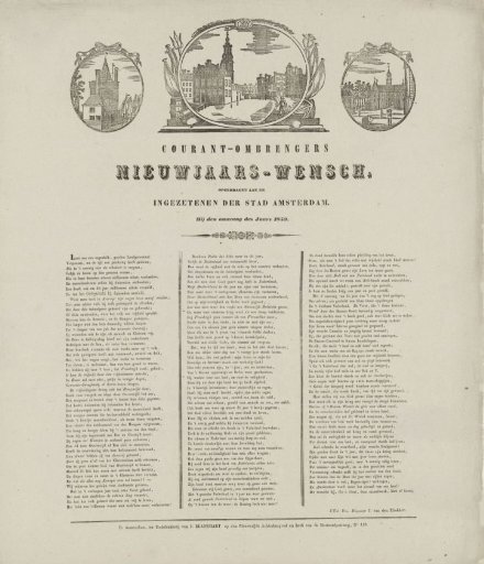 New Year's greeting from the Amsterdam newspaper carriers for the year 1850
