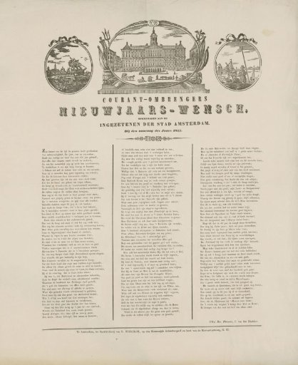 New Year's greeting from the Amsterdam newspaper carriers for the year 1855