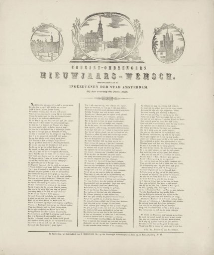 New Year's greeting from the Amsterdam newspaper carriers for the year 1858