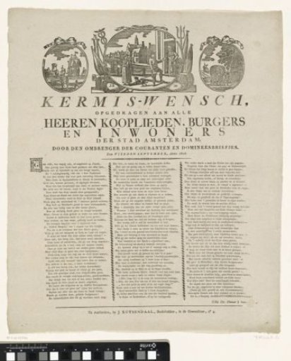 Fair print of the Amsterdam newspaper carriers for the year 1826