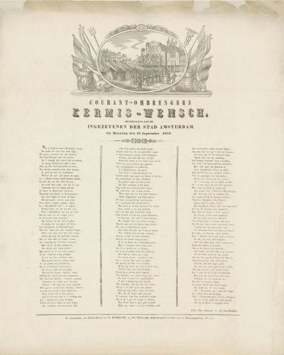 Kermis print of the Amsterdam newspaper carriers for the year 1853