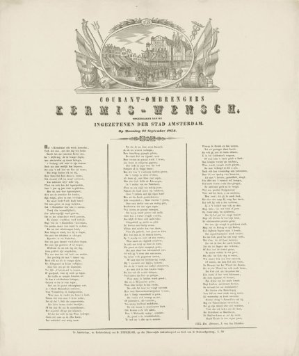 Kermis print of the Amsterdam newspaper carriers for the year 1854
