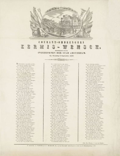 Kermis print of the Amsterdam newspaper carriers for the year 1856