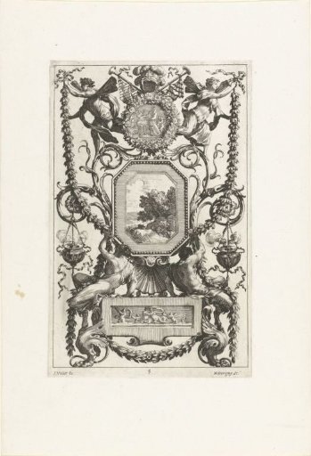 Wall panel with two satyrs under an octagonal frame
