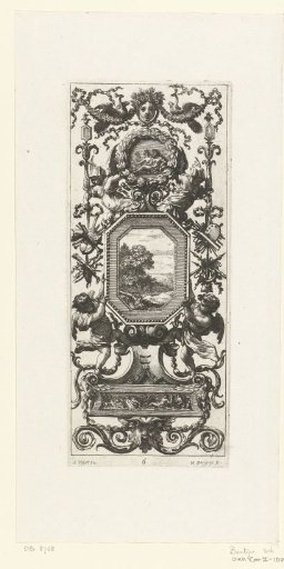 Wall panel with two putti under an octagonal frame